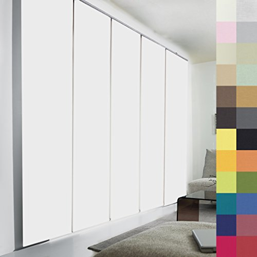 Sun World Schiebegardinen nach Maß, hochqualitative Wertarbeit, alle Größen verfügbar, Maßanfertigung, Schiebevorhang, Raumteiler, Flächenvorhang, Blickdicht (190cm Höhe x 60cm Breite/Weiß)