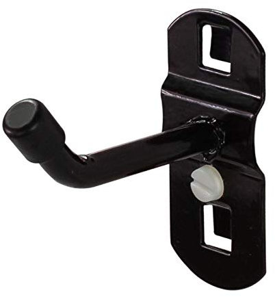 ADB Werkzeughalter Lochwand Haken Halter 25, 50, 75, 100, 150, 200 mm mit schrägen Hakenende Zubehör, Farbe (RAL):Tiefschwarz (RAL 9005), Länge:25 mm