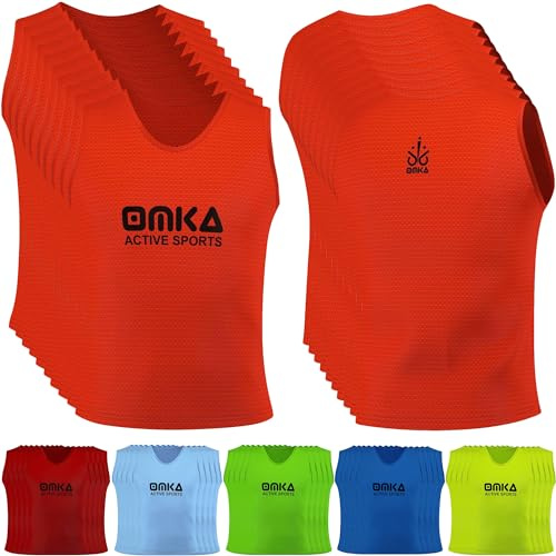 OMKA 10 Stück Fußball Leibchen Trainingsleibchen Markierungshemd Fußballleibchen für Kinder Jugend und Erwachsene
