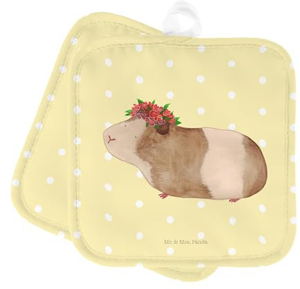 Mr. & Mrs. Panda Topflappen Meerschweinchen Weisheit - Geschenk, Tiermotive, Gute Laune, Tiere, Blumenkind, Topfhandschuhe, Topflappen 2er Set,