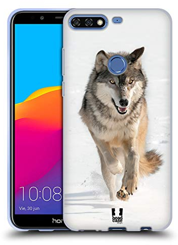 Head Case Designs Grauer Wolf Rennt Tierwelt Soft Gel Handyhülle Hülle kompatibel mit Honor 7C / Enjoy 8