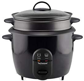 Techwood 3760115717763 Olla arroz, 700 W, 1.8 litros, Aluminio, Negro