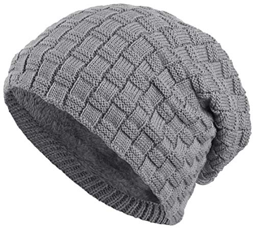 Balinco warm gefütterte Beanie mit Teddy-Fleece Fütterung Wintermütze mit Flechtmuster Einheitsgröße für Damen & Herren Mütze (3A) (Grau)