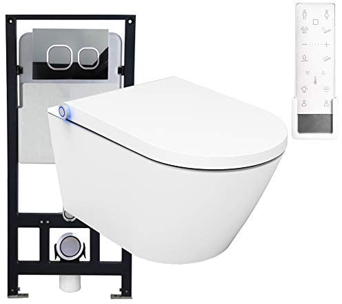 WC-Komplettpaket 16: Bernstein Dusch-WC Pro + und Soft-Close Sitz mit Vorwandelement G3004A und Betätigungsplatte vorne, Betätigungsplatte:Modell 4111 weiß matt