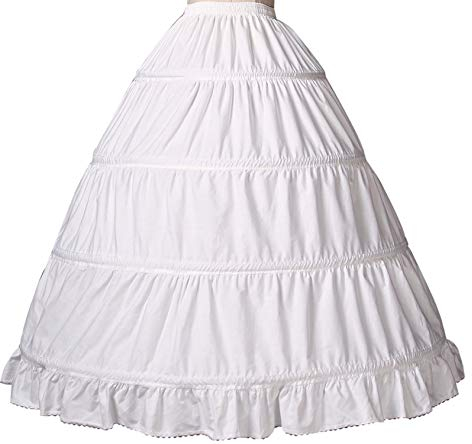 Reifrock Mädchen Petticoat Kinder 100% Baumwolle A Linie Lang Unterrock Ivory 2 3 4 Ringe Für Blumenmädchen Kleid Brautkleid, Style 1-hell Elfenbein, 94CM-Fits(14-16)Years