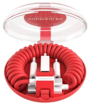 VONMÄHLEN allroundo All-in-One 6-in-1 Ladekabel mit 5 Anschlüssen - Micro-USB, USB-C - Für Handy & Mobile Endgeräte - Kompatibel mit iPhone, Samsung etc. (Rot)