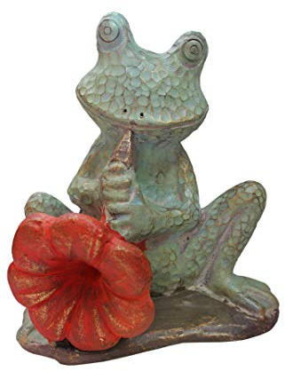 Rotfuchs Dekofigur Tierfigur Tonfigur Balkon Dekoration Gartenfigur Frosch in Türkisgrün 14 cm aus Ton Handarbeit