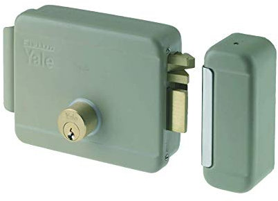 Yale Serratura elettrica da applicare per cancelli Y6800050105 mano destra, acciaio verniciato, basso voltaggio, entrata 50 mm