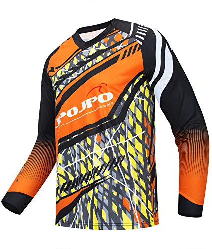 Weimostar Men's Cycling Jersey MTB T Shirt Long Sleeve Mountain Bike Motorcycle Outdoor Bicycle Clothes - Orange - XL