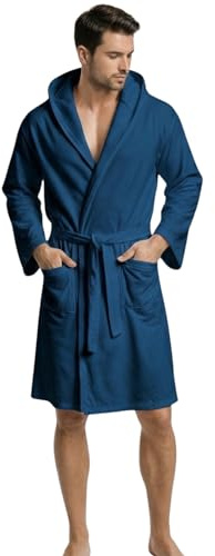 Intimitaly® Accappatoio Microfibra Uomo e Donna Unisex con Cappuccio Pratico Leggero E Confortevole (Blu, m)