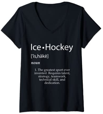 Damen Eishockey Definition Cool School Hockey Team Uniform Hockey T-Shirt mit V-Ausschnitt