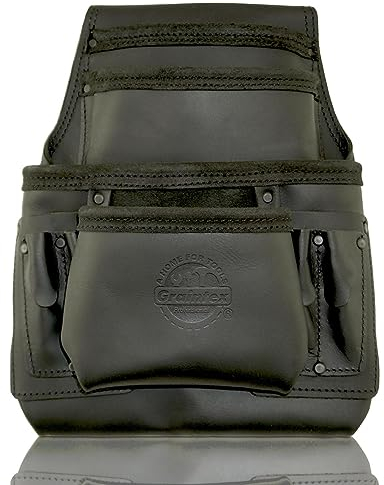 Graintex OS2744 Nagel- und Werkzeugtasche, 10 Taschen, genarbtes Leder, für Rahmen, Bauarbeiter, Elektriker, Klempner, Heimwerker