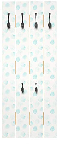 Bilderwelten Wandgarderobe Holz - Aquarell Punkte Türkis - Haken schwarz 100 x 40cm
