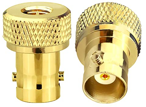 TUOLNK SMA-Stecker auf BNC-Buchse HF-Koax-Anschluss für Funkgerät Walkie Talkie HF-Koaxialadapter BNC auf SMA-Koax-Adapter 2er-Set vergoldet Gold