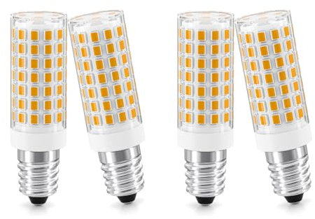 TASMOR E14 LED 5W Warmweiß Glühbirne, ersetzt 50W Halogenlampe, Nicht dimmbar für dunstabzugshaube Kühlschrank Schlafzimmer Wohnzimmer, 4er Pack