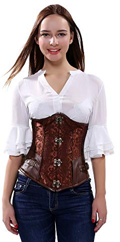 WLFFW Steampunk Corsage Korsage Damen Unterbrust XXL Schwarz