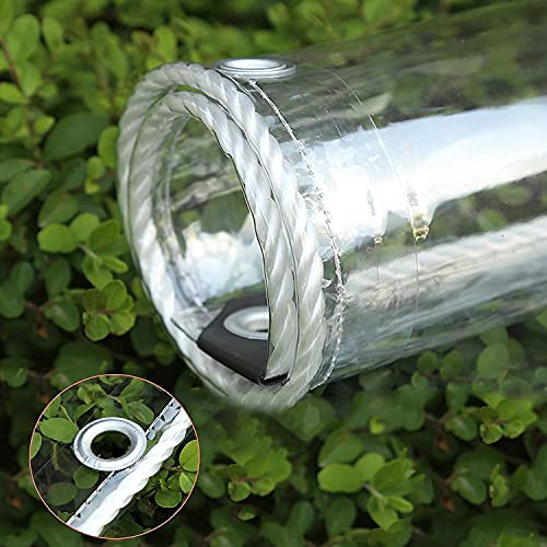 1.5m X 2.2m Clear Tarpaulin, Clear Waterproof Tarp Tarpaulin SheetTransparent Tarpaulin with Grommets Furniture Caravan Cover Sheet PVC for Camping Fishing Gardening