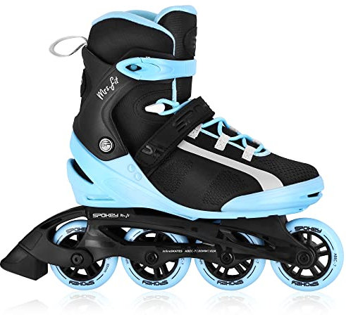 Spokey MrFIT & MrsFIT Inlineskates für Männer und Frauen mit Dreifach-Verriegelungssystem, Größe 36-46, leichtes und atmungsaktives Schuhmaterial, Rollen 82A, Carbon ABEC7
