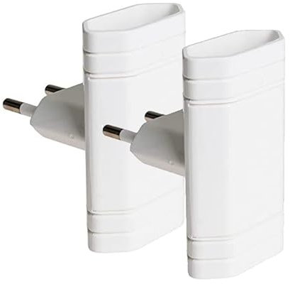 Pack 2 Ladron enchufes plano (enchufe doble) Ladron plano pared fino. Adaptador enchufe de 2 tomas. Toma tierra 10A (250 V) Color Blanco. Ideal para montaje detrás de espacios estrechos