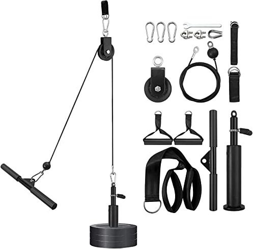 VINTEAM 12 PCS Latzug Kabelzug Set, Fitness Armtrainer Kabelzug Latzugturm Unterarmtrainer Latzug Griff Fitness DIY zubehör Krafttraining Arm-Krafttraining Handgelenk-Trainer für Homegym Workout