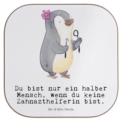 Mr. & Mrs. Panda Coaster Zahnarzthelferin Herz - Geschenk, Holzuntersetzer, gläseruntersetzer, Untersetzer für Gläser, Tassenuntersetzer