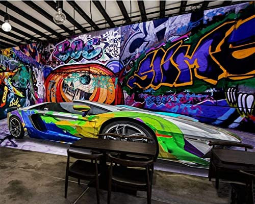 Papier Peint Panoramique Voiture De Graffitis Papier Peint 3D Personnalisés Intissé Décoration Murale 200x140cm