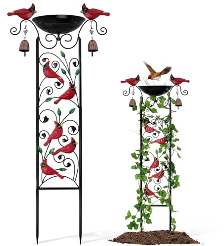 Cardinal Vogeltränke Garten Rankgitter für Kletterpflanzen Outdoor Windspiel Dekor Rote Vögel Futterspender Hofschild Frühling Rasen Dekorationen Einweihungsfeier Weihnachten Aussehen Gedenkgeschenk