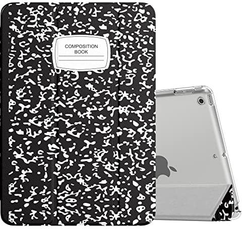 MoKo Funda para Nuevo iPad 9ª Generación 2021/iPad 8ª Generación 2020/7ª Gen 2019, iPad 10.2 Case, Ultra Delgada Cubierta Soporte Plegable Estuche Inteligente Trasera Transparente, Notebook Negro
