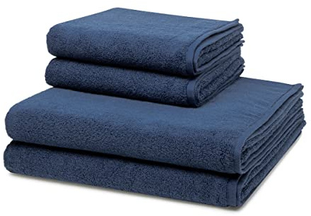 Ross - 4 teiliges Frottier-Set - Sensual Skin (2 X Handtuch 2 X Duschtuch im Set) - 500 g/m2 - Baumwolle - Walkfrottee - saugstark - weich und flauschig - Nachtblau