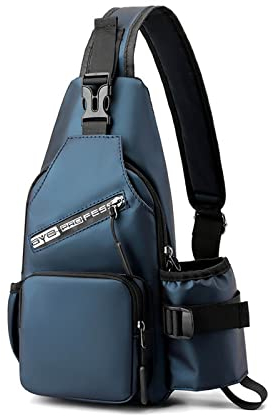 FANDARE Sling Bags Chest Shoulder Backpack Men Crossbody Bags Cover Pack Rucksack Crossbody Bag for Travel Hiking Bicycle Sport Gym Daypacks with Water Bottle Holder Waterproof Nylon Blue