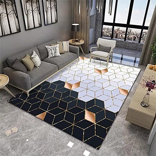 SUNYRDSM Alfombras Baratas Alfombra Cocina Decoración de línea de diseño de impresión geométrica Morada Negra Lavable Alfombra Salon Pelo Corto 200x300cm