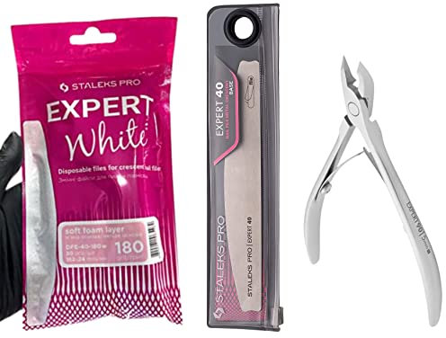 ManiPro Starter Kit: Pinzas para cutículas de 7 mm, 180 granos y base de lima de uñas de metal