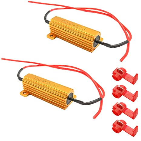 CGEAMDY 2 Pezzi LED Resistenze Di Carico, 50W 6Ohm Resistenze Di Carico per Il Bulbi, Resistenze Carico Fix Lampadina LED Hyper Flash per LED Indicatore Di Direzione Lampeggiante O Targa Luci Errore