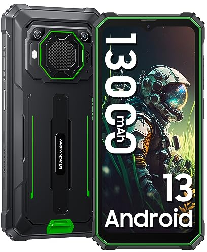 Blackview BV6200(2024) 13000mAh Outdoor Handy Ohne Vertrag, 98db Lautsprecher 6.56 HD+, 64GB/1TB mit 13MP Kamera Outdoor Smartphone, 4G Dual SIM Baustellenhandy Android 13/Face ID/OTG/GPS