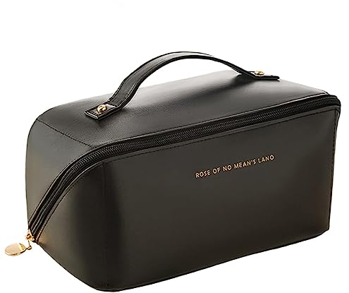 SJBAUTYO 1PCS Make Up Tasche, Reise Kosmetiktasche mit großem Fassungsvermögen, tragbare wasserdichte Leder Kulturtaschen, Schminktasche Reise aufklappbar für Reisen, Berufung usw