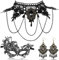 Spitzen Gothic Schmuck Set, 3 Stück Halloween Schwarz Spitze Halskette und Ohrringe Set, Spitzenmaske Damen, Vampir Maske Choker, Halloween Schmuck Set für Halloween-Kostüm Cosplay
