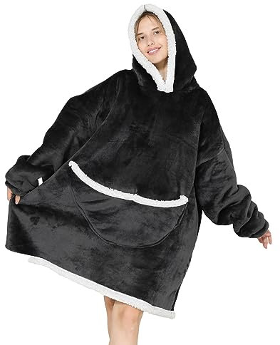 SPSHODOW Coperta con Cappuccio Oversize, Coperta Indossabile in Pile Sherpa da Donna Adulta Coperta con Cappuccio Gigante Calda e Accogliente Felpa Soffice per Donna e Uomo