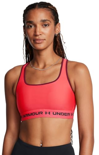 Under Armour Damen Crossback Mid Impact Sport-BH, (713) Racer Red/Cardinal/Black, small
