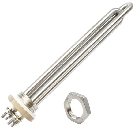 Heizelement 48V 3000W DC Warmwasserbereiter SUS304 DN25 Tauchheizelement 1 BSP Elektroheizung (Color : Heater and nut, Size : 48v 3000w 1BSP)