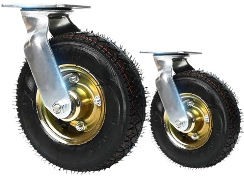 WORDFUN Möbel Industrierollen, Luftreifen Gummi Lenkrolle, geräuschlose Schwerlast Räder, Bockrolle, 150mm 200mm 250mm, Transportrolle für Schubkarre, 2 Stück, Keine Spuren Leise, mit Schrauben