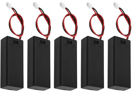 ECSiNG 5PCS Schwarz 3V 2 AAA Batteriehalter Pack Gehäuse Abdeckung Aufbewahrungsbox mit EIN/Aus Schalter PH2.0-2Pin Stecker Kabel Kompatibel mit BBC Micro:Bit Board 135mm