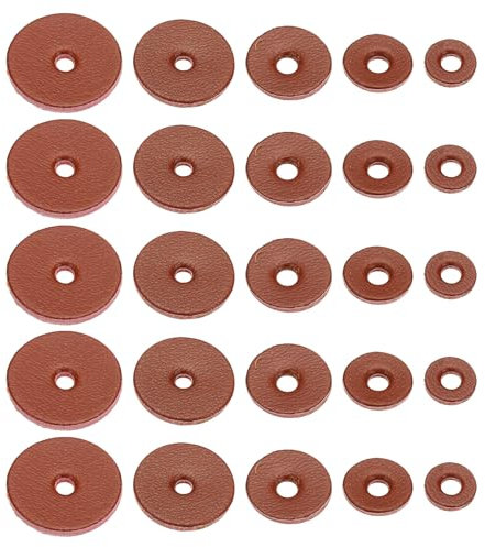PATIKIL Leather Washers, 100pcs Leather Handle Washers Leather Spacer Cushion Washers 1.5 mm Thick Round for Knife Handle Hammer Hatchet Badge Bicycle Seat Crafts, Reddish Brown