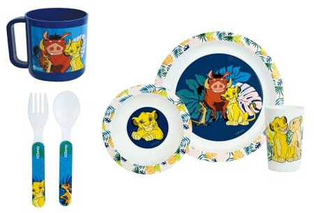 DISNEY LE ROI LION - Lot assiette, bol, verre, couverts, mug