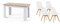IBERA HOME Pack Mesa de Comedor/Cocina 138x80 cm + 4 Sillas Estilo Nórdico - Conjunto Elegante y Moderno para Hogar (Mesa Cambria/Blanca - Sillas Blancas)