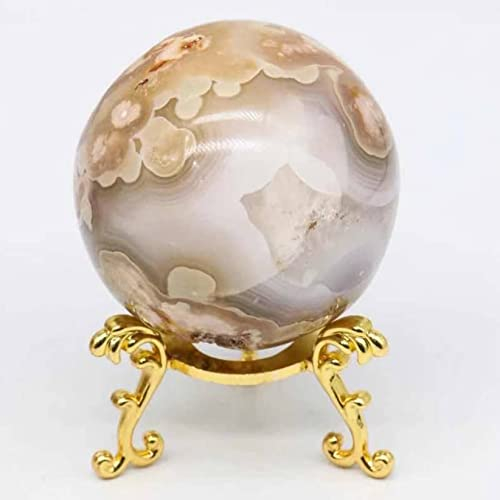 CZAOINCU Raumdekoration Kristalle und Heilsteine ​​Blume Achat Kristallkugel Runde Kugel Yoga Energieausgleich Geschenk Wohnkultur 1St (Color : Flower Agate, Size : 1PC 55MM)