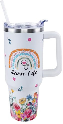 Nurse's Choice 30 oz Tumbler with Handle and Straw Lid, Leak-Proof, Insulated for Hot & Cold Drinks - Perfect Nurse Gifts for Women, Mother's Day, Birthday