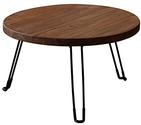 Kleiner Niedriger Tisch Runder, zusammenklappbarer Couchtisch, tragbarer niedriger Tisch für drinnen und draußen, zum Grillen, Picknicken, Camping, Reisen, am Strand, auf der Terrasse oder im Gar