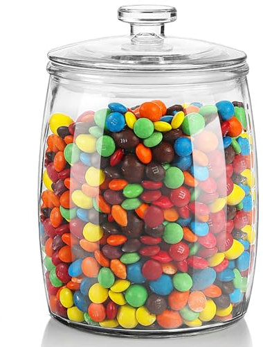 Absovetu Large Glass Storage Jars with Push-Top Lids 2 Litre - Sweet Jars with Lids Airtight Wide Mouth Cookie Jar Round Biscuit Jar for Cereal Pasta Candy Sourdough Starter