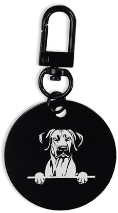 Rhodesian Ridgebacks Cute Dog Schlüsselanhänger Schlüsselanhänger Gravur Tag Kreis Pin Karabiner, Schwarz , One size