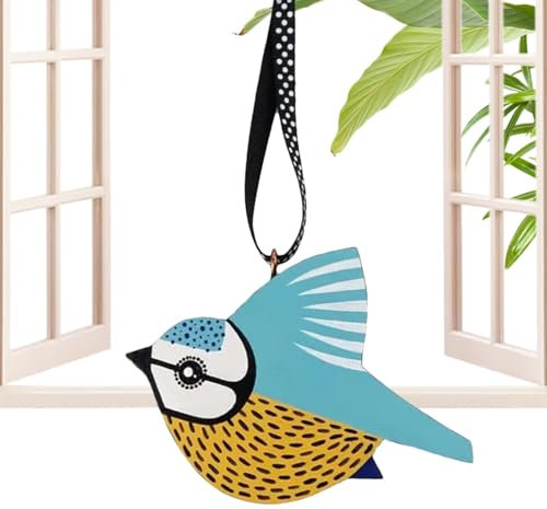 Nlrlo Rotkehlchen-Ornament, Rotkehlchen-Ornament, Rotkehlchen-Ornament, Rotkehlchen-Ornament, zum Aufhängen, Rotkehlchen-Vogel-Statue, Dekoration, handgefertigt, geschnitzt, dekorative Holzfigur für